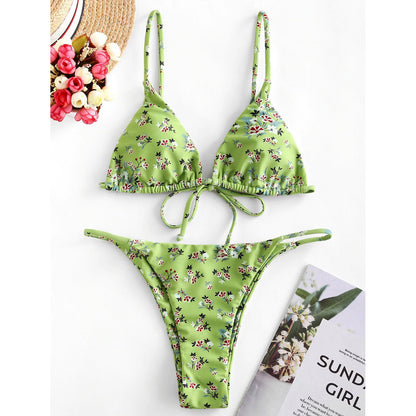 Women's Summer Flowers Print Bikini Sexy Beach Swimming Suit Fashion Push Up Swimsuit Womens Clothing