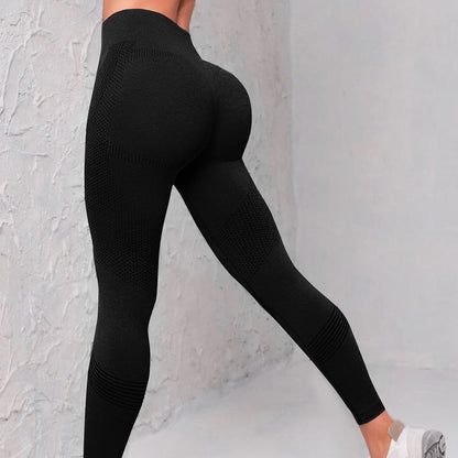 High Waist Seamless Yoga Pants Women's Solid Color Dot Striped Print Butt Lifting Leggings