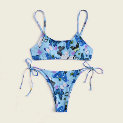 Women's Summer Flowers Print Bikini Sexy Beach Swimming Suit Fashion Push Up Swimsuit Womens Clothing