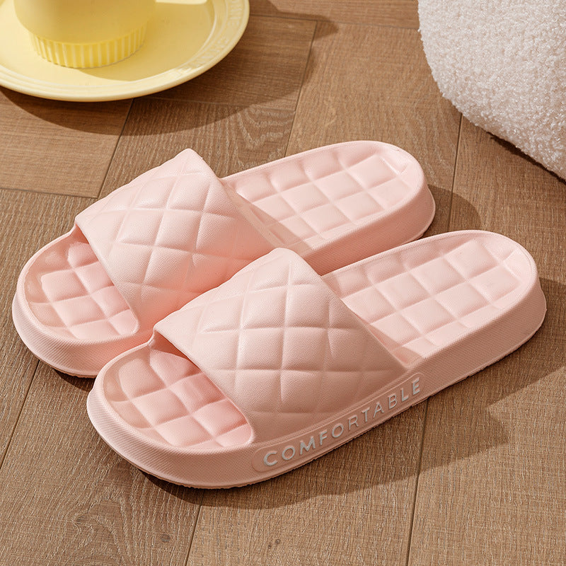 Slippers With Plaid Design Soft-soled Silent