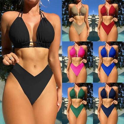 Women's Fission Pure Color Bikini Swimsuit