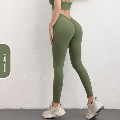 Fashion V-shaped Yoga Pants Ins High Waist Hip Lifting Sports Fitness Pants Womens Clothing