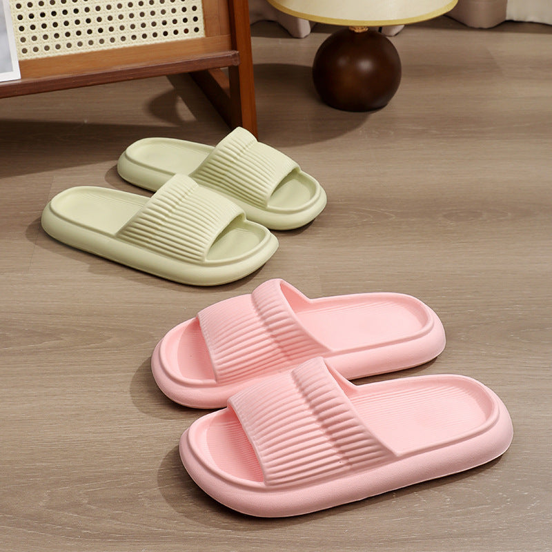 Solid Striped Design Slippers Non-slip