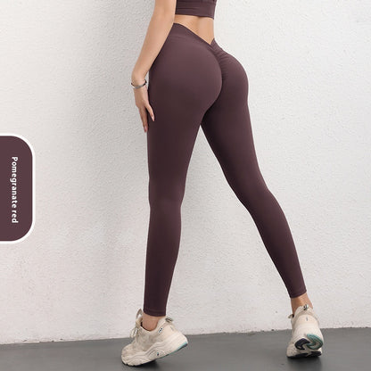 Fashion V-shaped Yoga Pants Ins High Waist Hip Lifting Sports Fitness Pants Womens Clothing