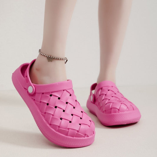 Cross-woven Clogs Shoes Platform Baotou Dual-use Slippers