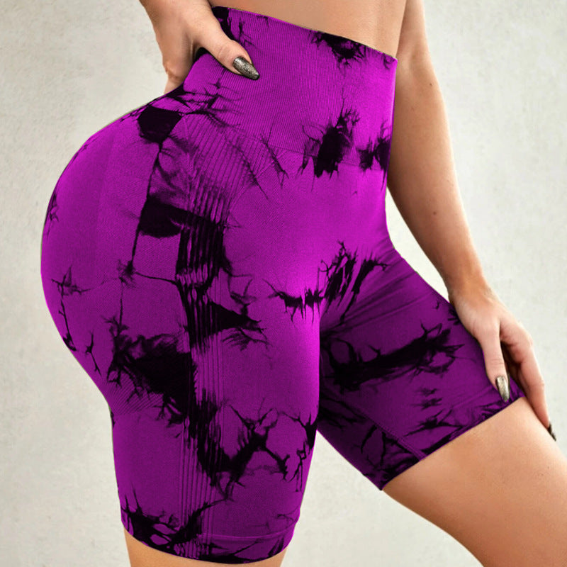 Tie-dye Printed Yoga Pants Summer Quick-drying Fitness Shorts Sexy High-waisted Hip-lifting Leggings Women Pants