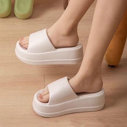 High Heel Flat Slippers Summer Solid Color Non-slip Floor Home Shoes Outdoor Garden Slippers For Women