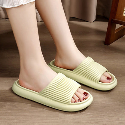 Solid Striped Design Slippers Non-slip