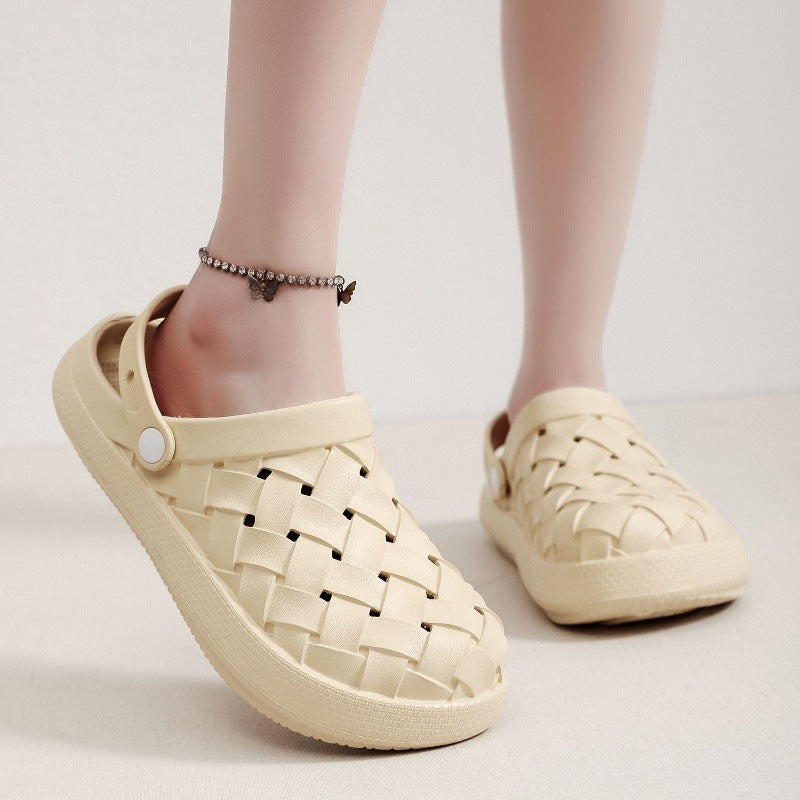 Cross-woven Clogs Shoes Platform Baotou Dual-use Slippers