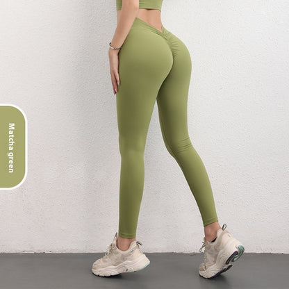 Fashion V-shaped Yoga Pants Ins High Waist Hip Lifting Sports Fitness Pants Womens Clothing