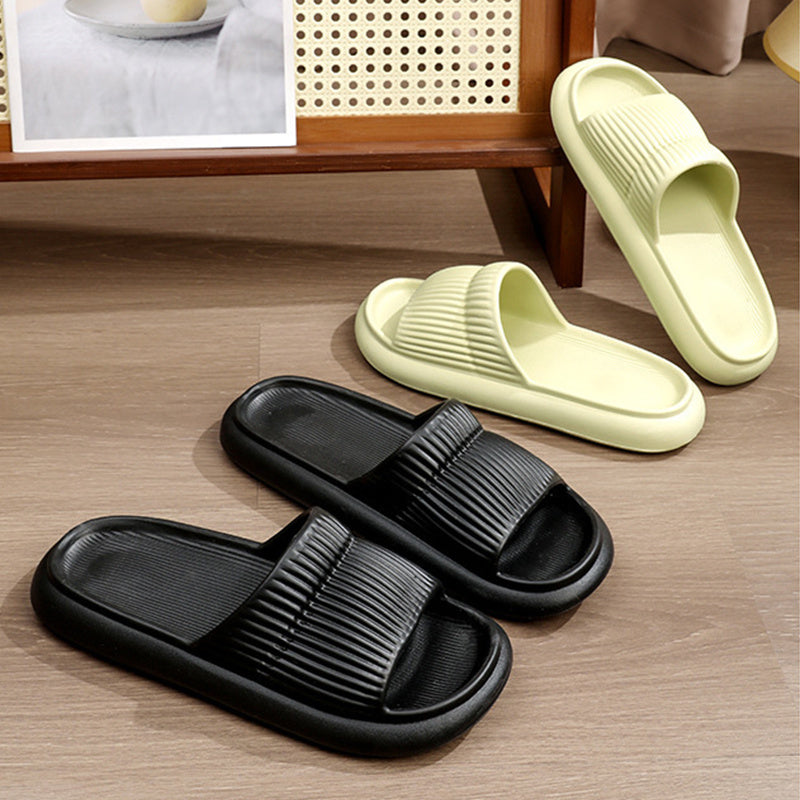 Solid Striped Design Slippers Non-slip