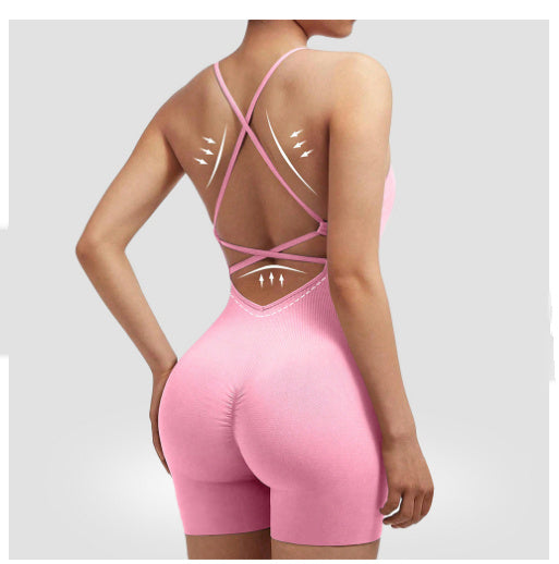 Seamless Sexy Peach Hip One-piece Fitness Clothes Thread Quick-drying