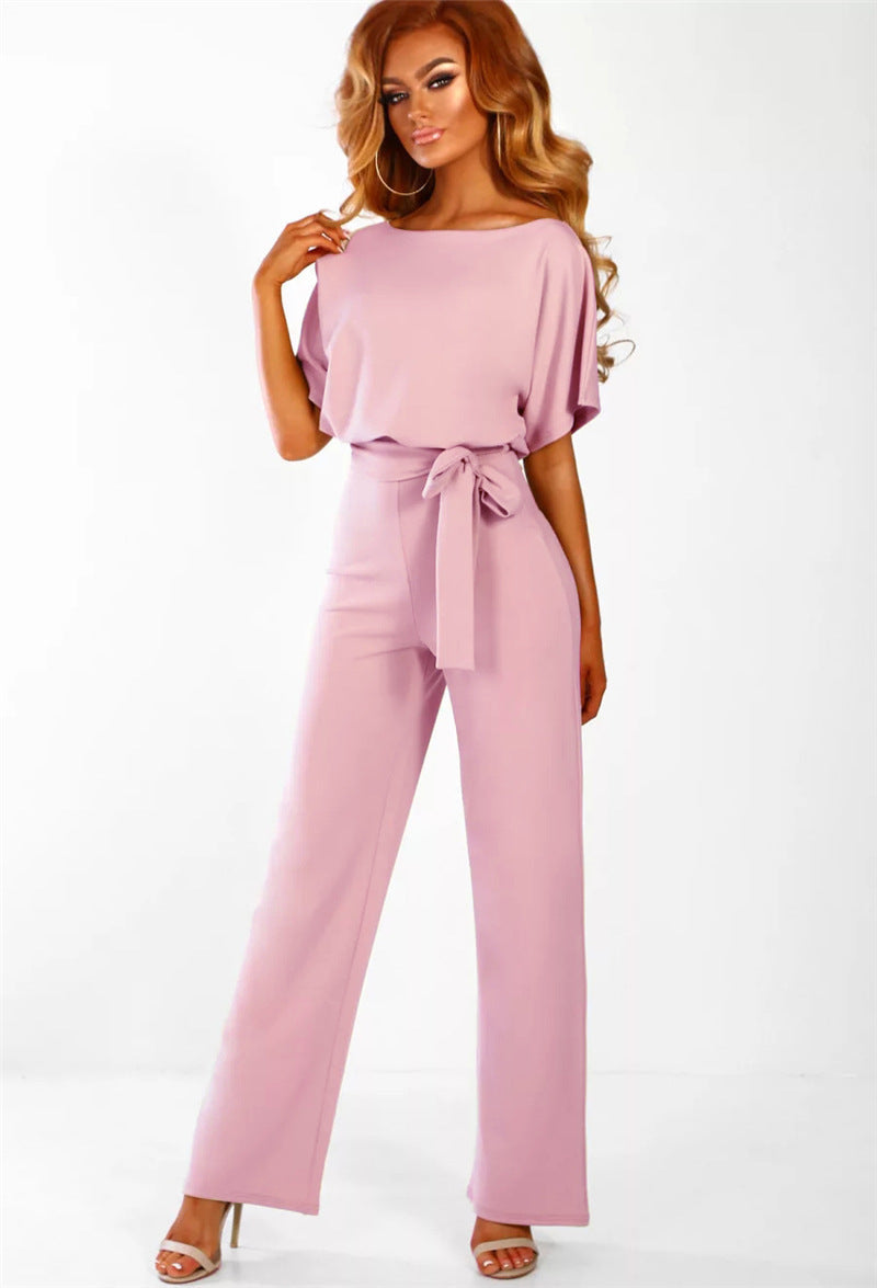 Women's Belted Jumpsuit Off the Shoulders