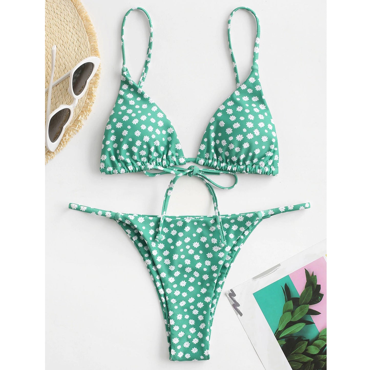 Women's Summer Flowers Print Bikini Sexy Beach Swimming Suit Fashion Push Up Swimsuit Womens Clothing