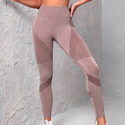 High Waist Seamless Yoga Pants Women's Solid Color Dot Striped Print Butt Lifting Leggings