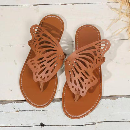 Sandals Vintage Flip Flop Butterfly Wings Flat Shoes