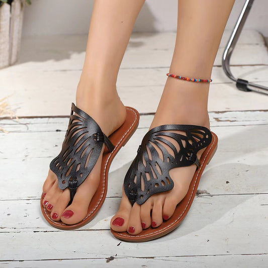 Sandals Vintage Flip Flop Butterfly Wings Flat Shoes