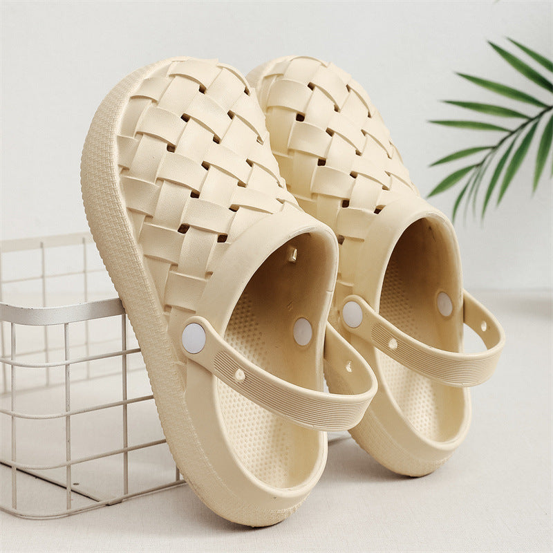 Cross-woven Clogs Shoes Platform Baotou Dual-use Slippers