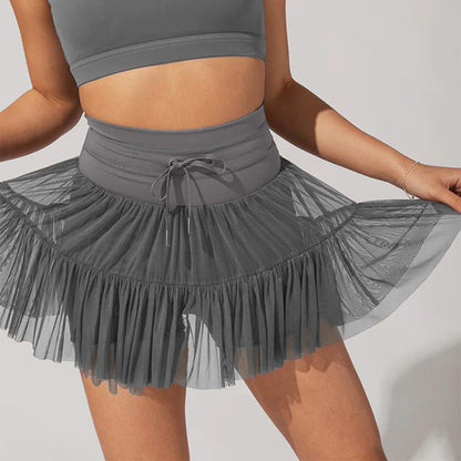 High Waist Dress Lace-up Sports Skirt With Shorts