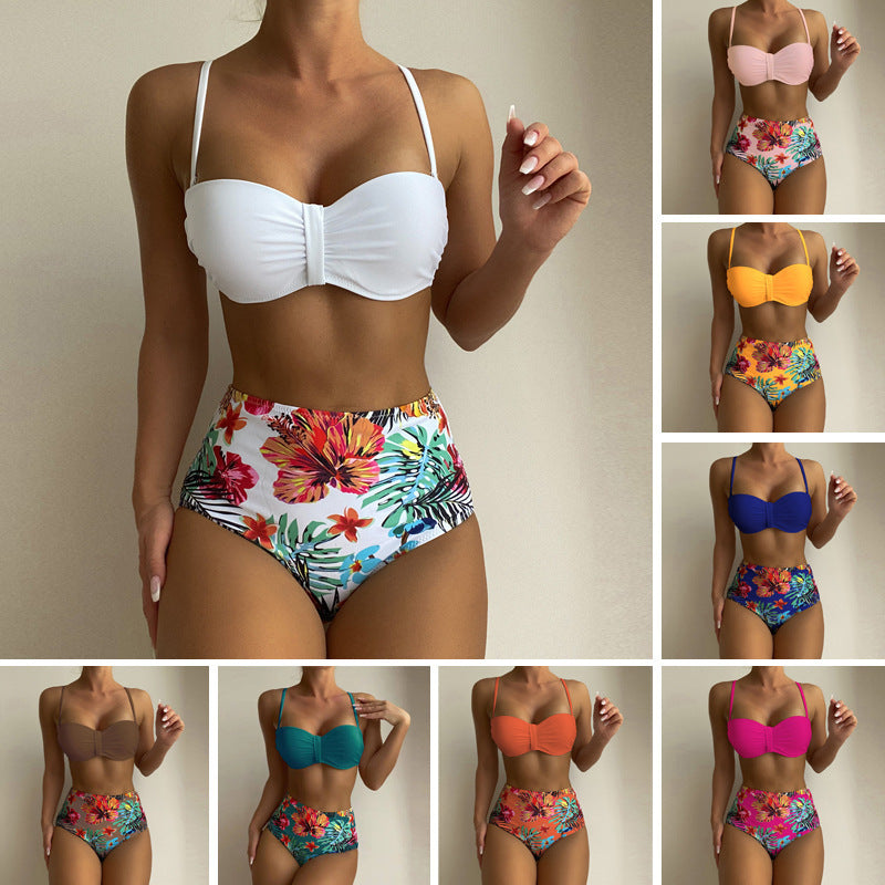 Women's Floral Print Spaghetti Strap Bikini Bathing Suit 2 Piece