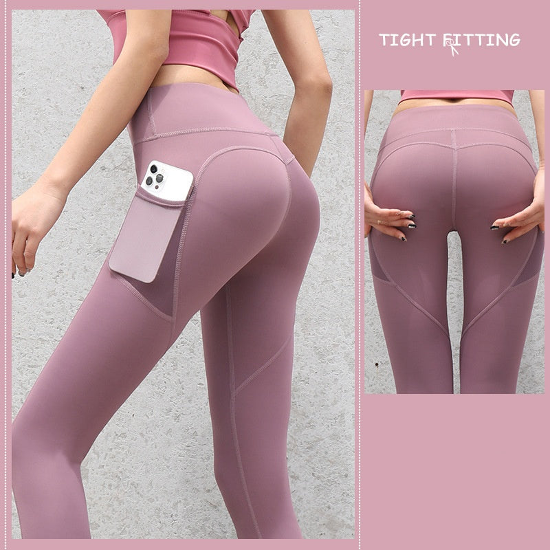 Gym Sport Seamless Leggings with Pockets Push Up High Waist Leggings