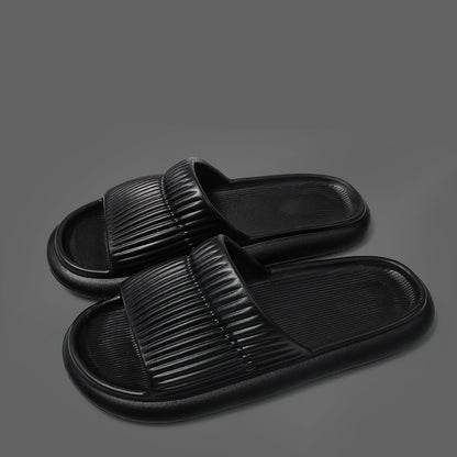 Solid Striped Design Slippers Non-slip