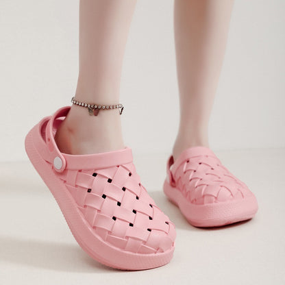 Cross-woven Clogs Shoes Platform Baotou Dual-use Slippers