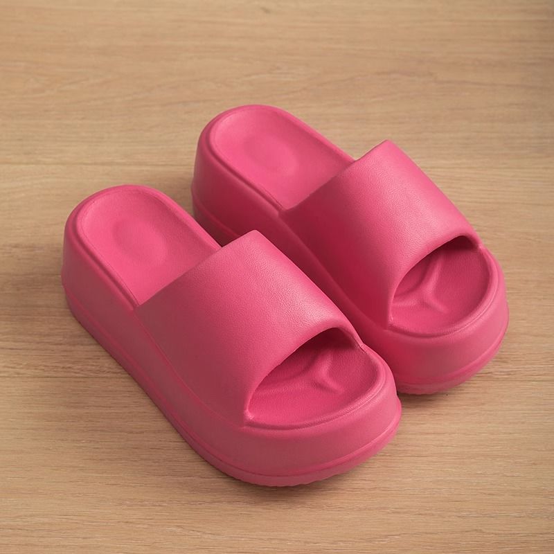 High Heel Flat Slippers Summer Solid Color Non-slip Floor Home Shoes Outdoor Garden Slippers For Women