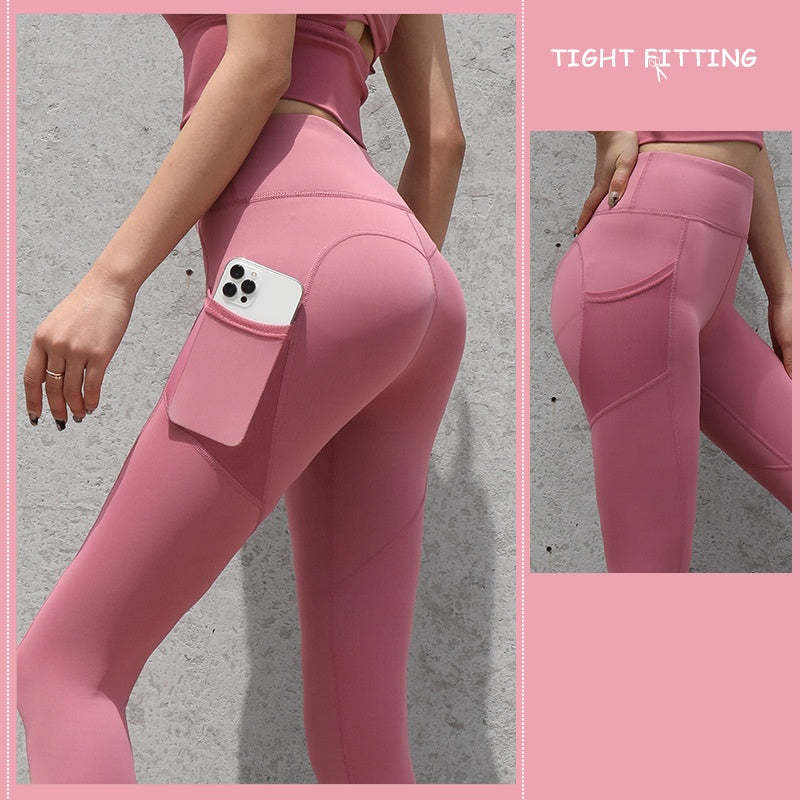 Gym Sport Seamless Leggings with Pockets Push Up High Waist Leggings