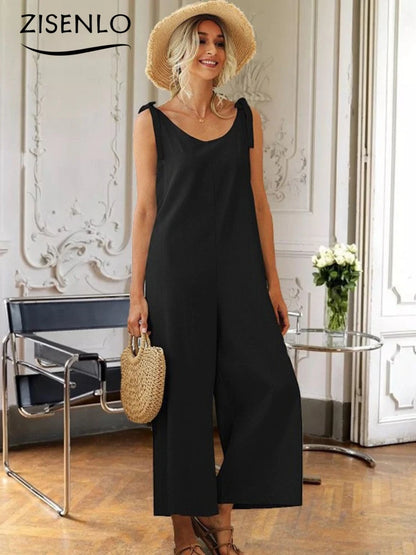 Women's Jumpsuit Loose Fitting Straight Solid Color