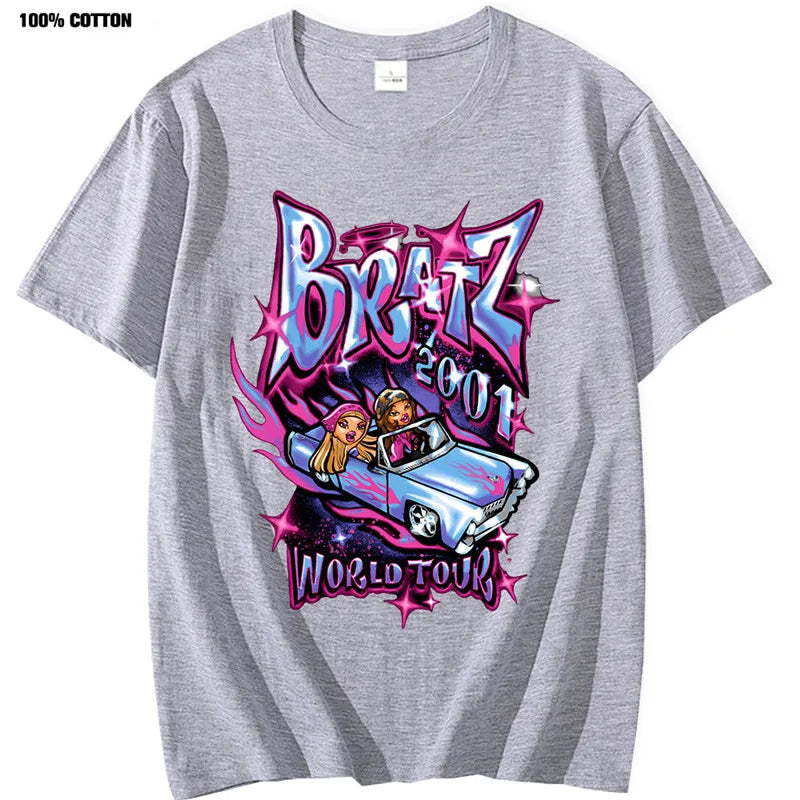 Bratz T Shirts Women Summer Street Oversized T-shirt Harajuku Y2k Tops Men Women Casual Cotton Short Sleeve Plus Size Tshirt