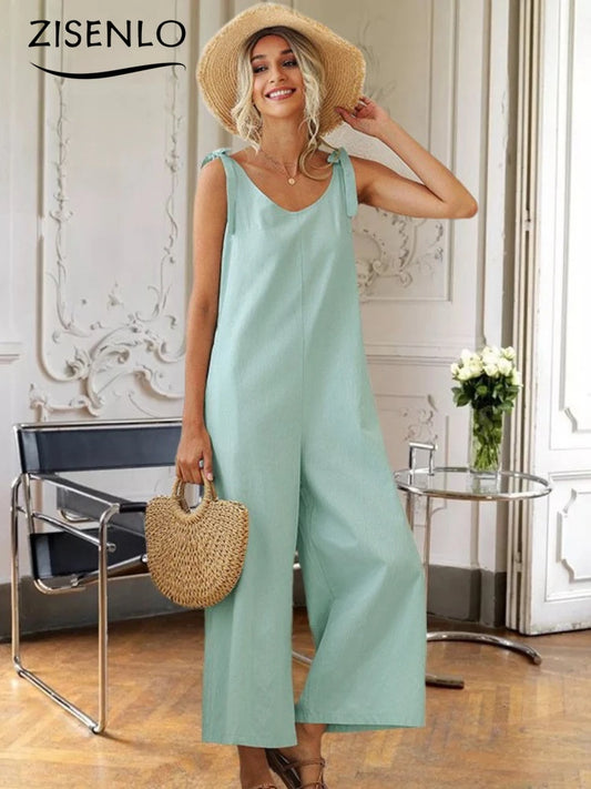 Women's Jumpsuit Loose Fitting Straight Solid Color