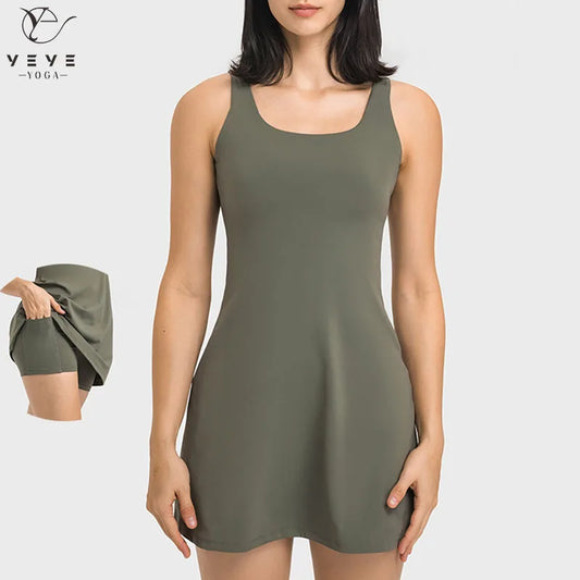 2in1 Sports Dress with Built in Shorts with Pocket