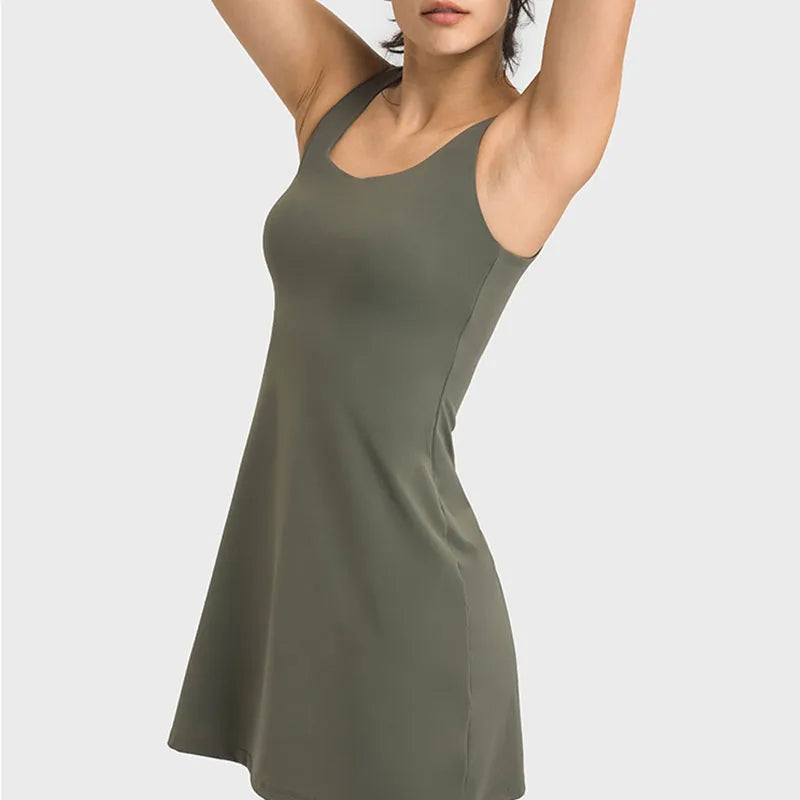 2in1 Sports Dress with Built in Shorts with Pocket