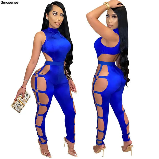 Sexy Hollow Out Cut Out Bodycon Jumpsuit