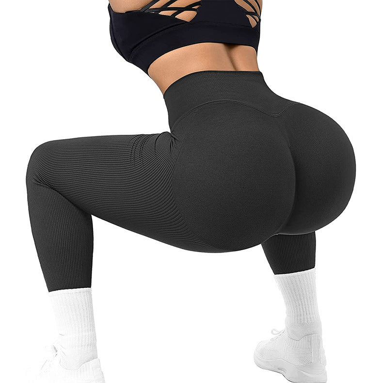 High Waist Seamless Leggings Threaded Knitted Fitness Pants