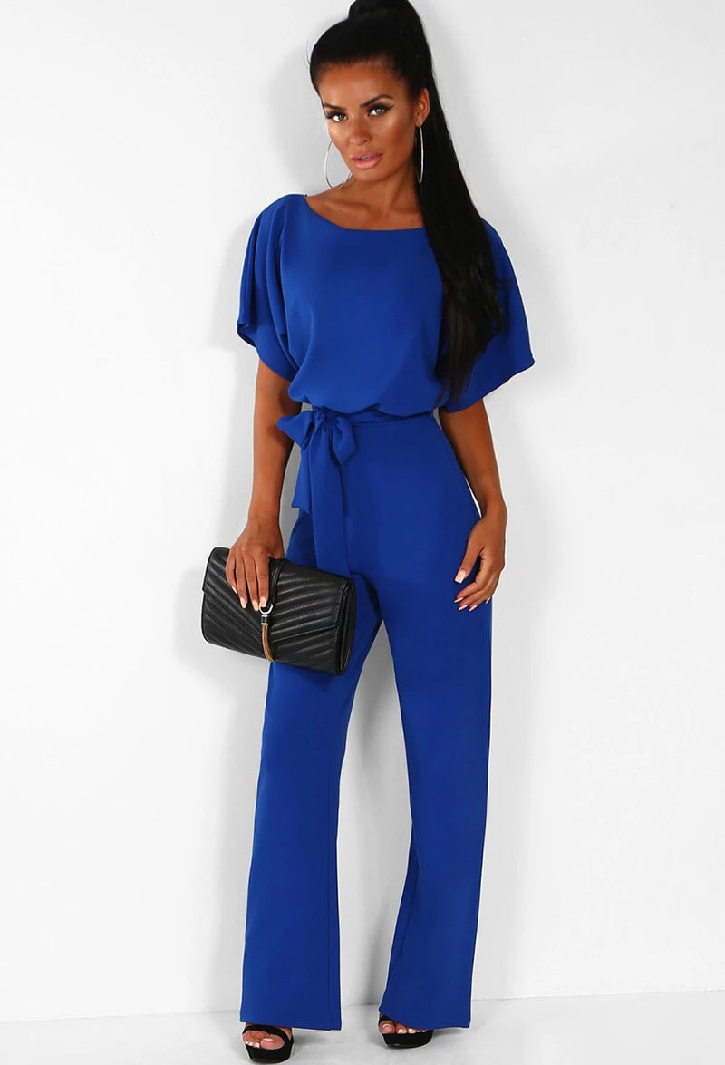 Women's Belted Jumpsuit Off the Shoulders