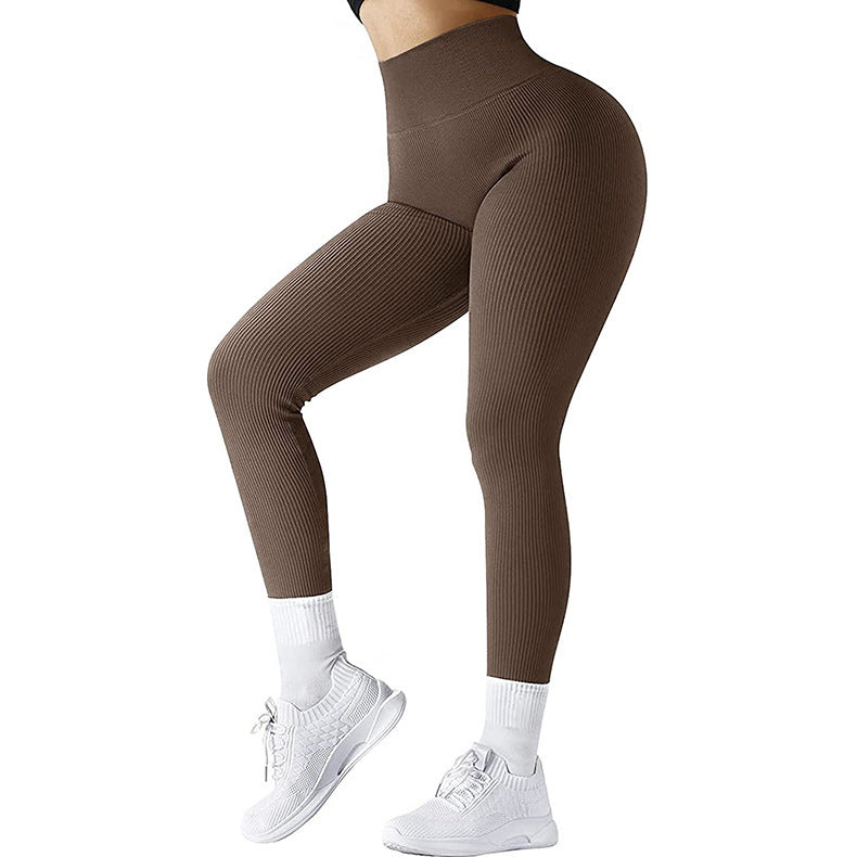 High Waist Seamless Leggings Threaded Knitted Fitness Pants