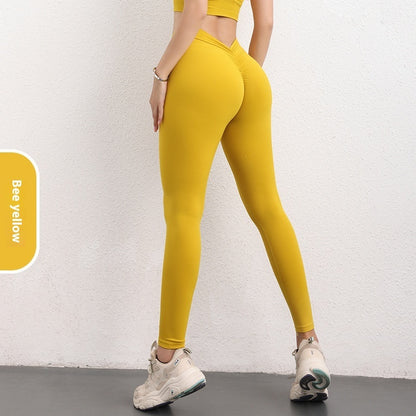 Fashion V-shaped Yoga Pants Ins High Waist Hip Lifting Sports Fitness Pants Womens Clothing