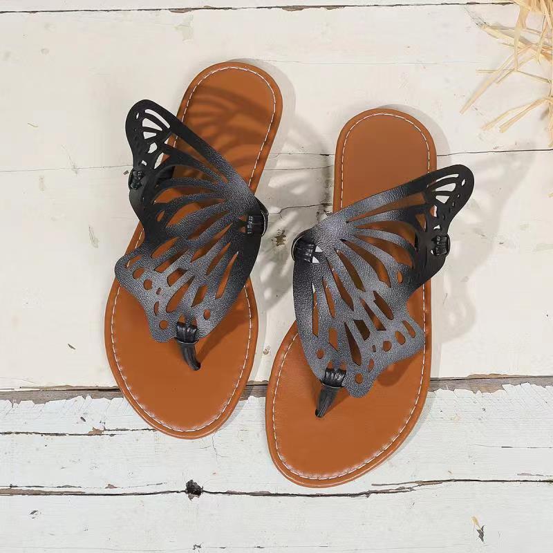 Sandals Vintage Flip Flop Butterfly Wings Flat Shoes