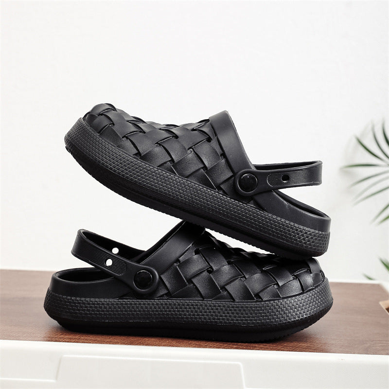 Cross-woven Clogs Shoes Platform Baotou Dual-use Slippers