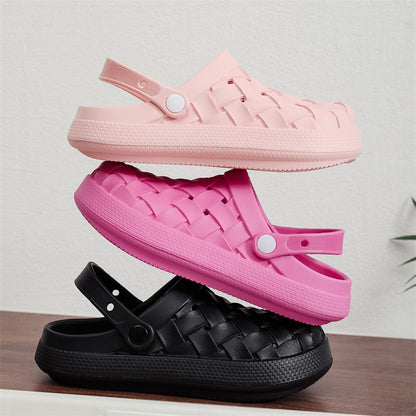 Cross-woven Clogs Shoes Platform Baotou Dual-use Slippers