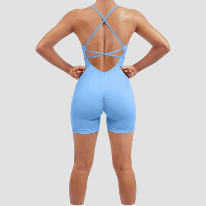 Seamless Sexy Peach Hip One-piece Fitness Clothes Thread Quick-drying