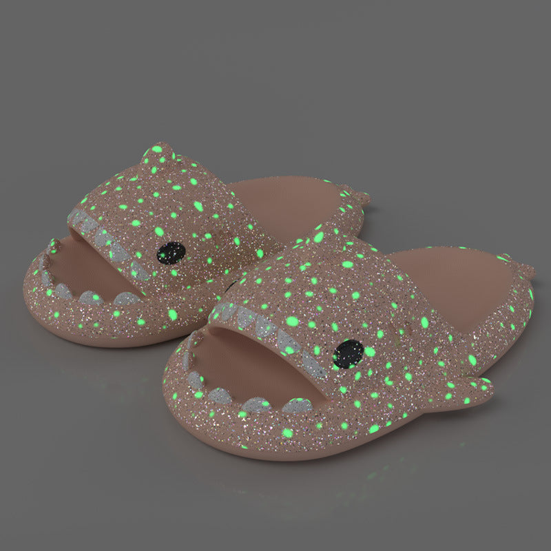 Shark Slippers With Starry Night Light Design Bathroom Slippers Couple House Shoes For Women