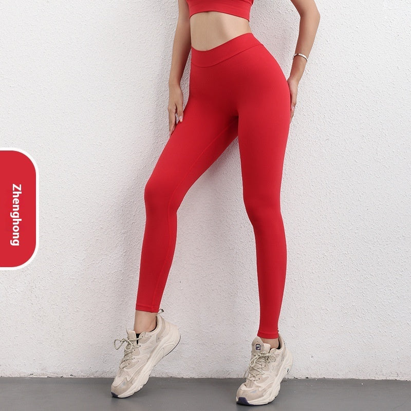 Fashion V-shaped Yoga Pants Ins High Waist Hip Lifting Sports Fitness Pants Womens Clothing