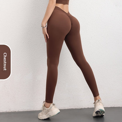 Fashion V-shaped Yoga Pants Ins High Waist Hip Lifting Sports Fitness Pants Womens Clothing