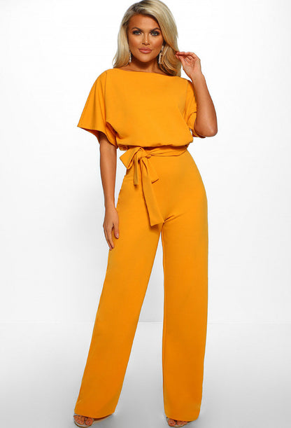 Women's Belted Jumpsuit Off the Shoulders