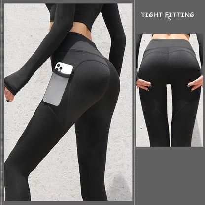 Gym Sport Seamless Leggings with Pockets Push Up High Waist Leggings