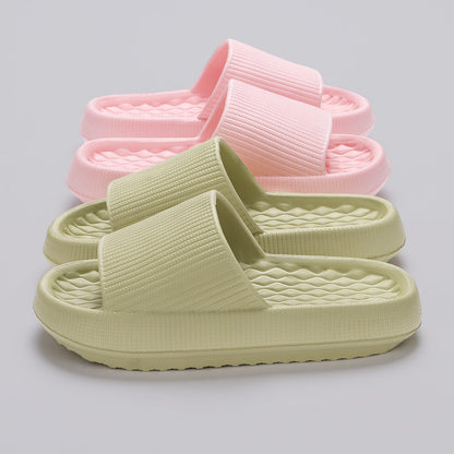 Summer EVA Slippers Solid Color Rhombus Stripe Anti-slip Slippers New Women's Home Shoes