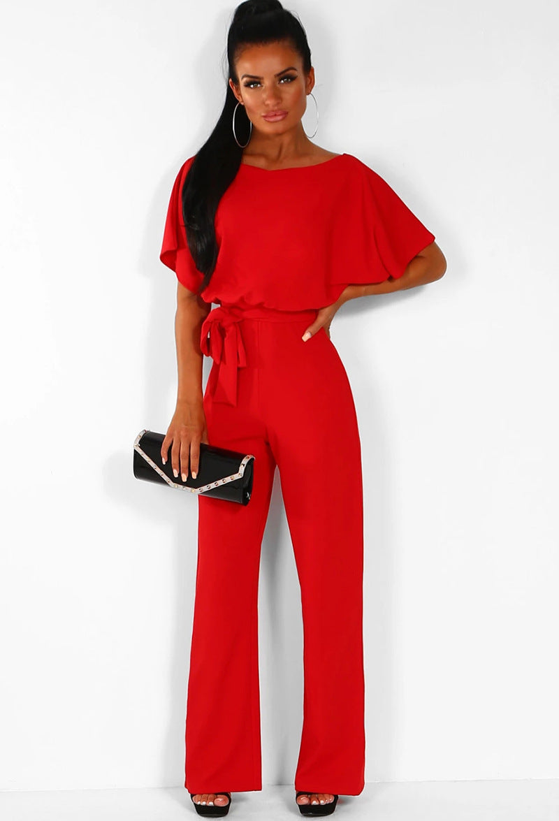 Women's Belted Jumpsuit Off the Shoulders